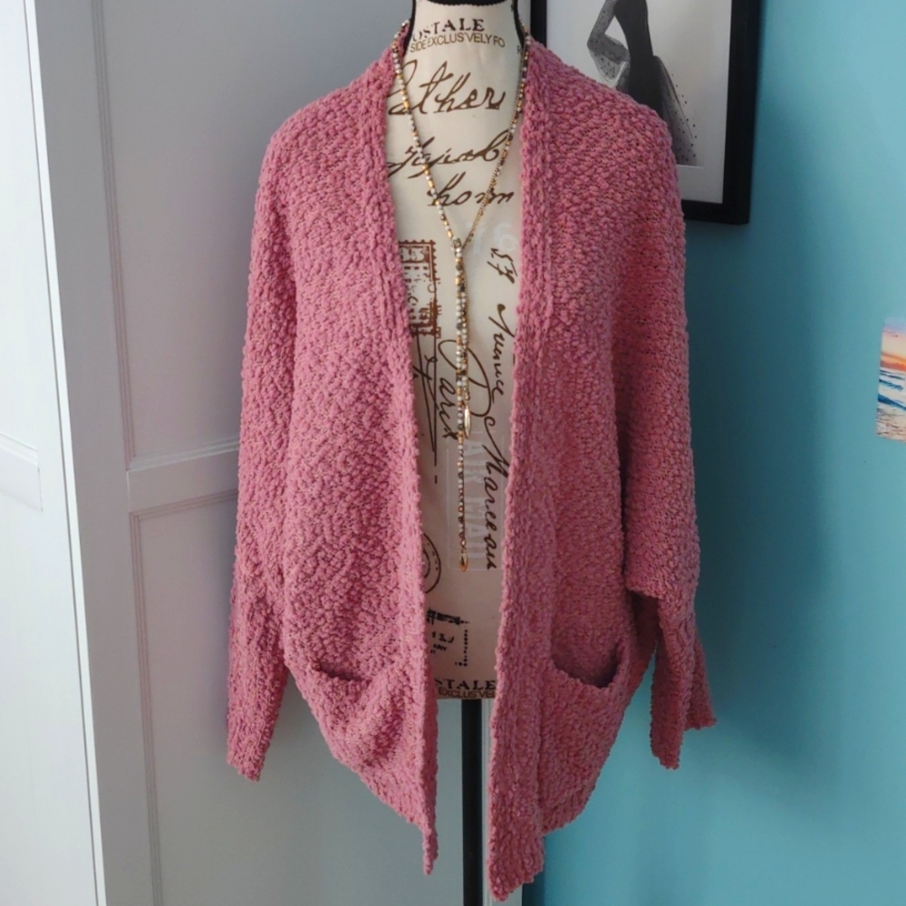 Boucle dolman sleeve cardigan